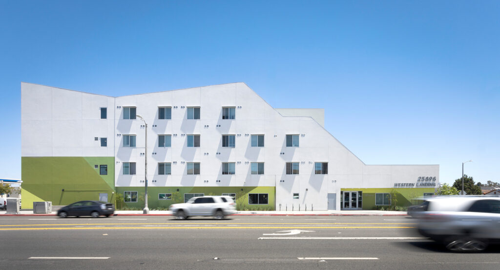 Rendering of Western Landing, an 80-unit residence in Los Angeles for people experiencing homelessness. Courtesy of the Modular Housing Fund.